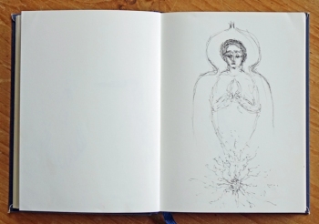 Abbey drawing, sketchbook, Iona, 2015
