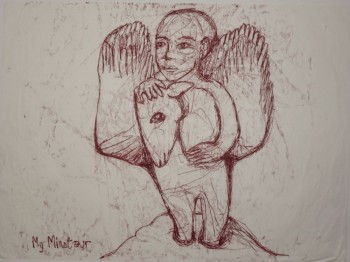My Minotaur monotype on Gampi paper 45 x 61 cm
