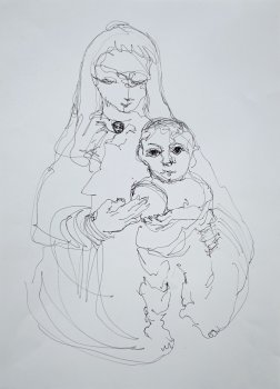 Saint with Child and Angel at throat 33 x 24 cm 2015