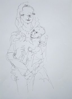 Madonna Saint with Child on Knee  33 x 24 cm 2015 ink on paper